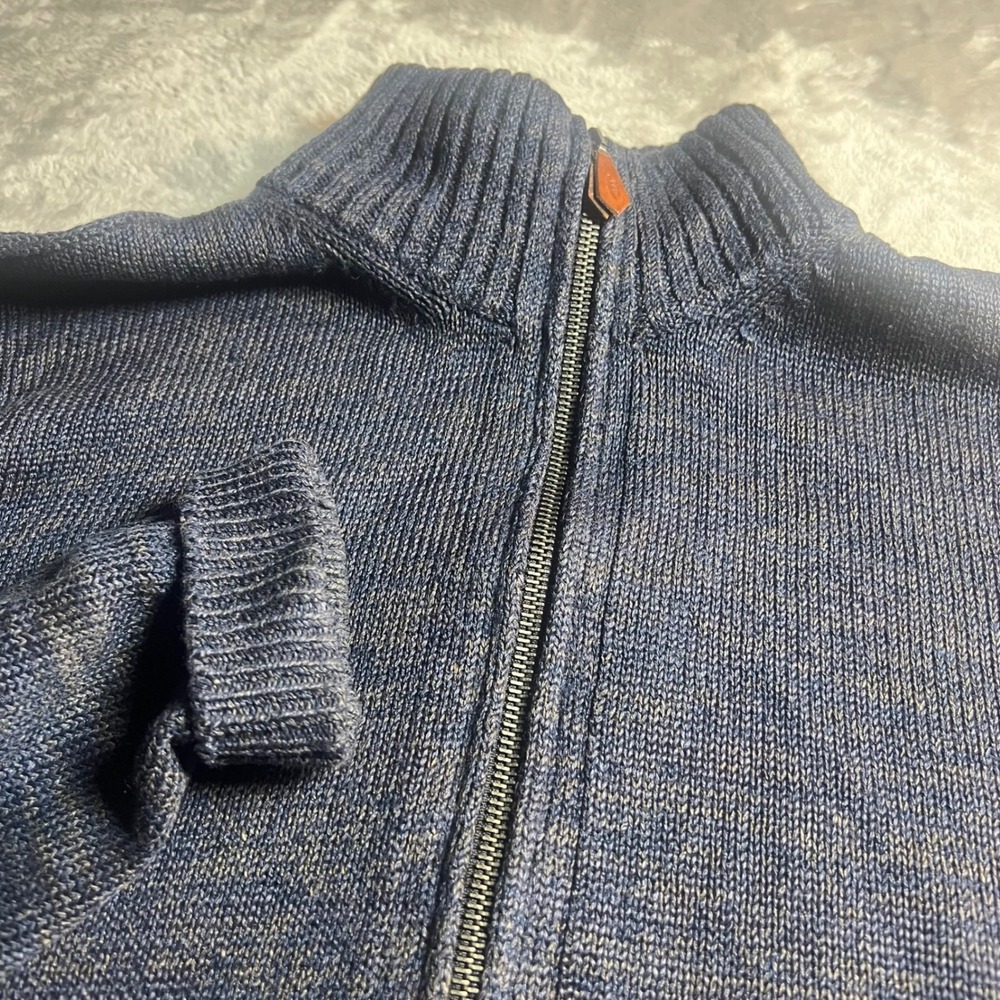 Inis Meain Men's L Full Zip Cardigan Sweater Blue 100% Linen Made in Ireland